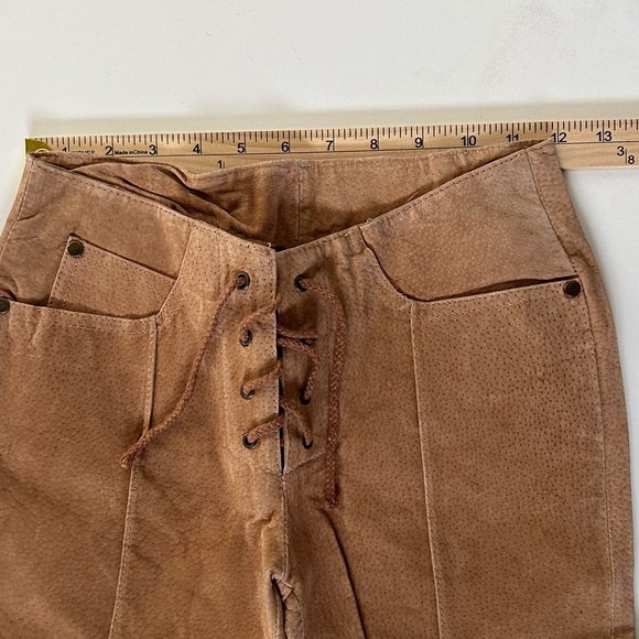Vintage leather Lace-Up tan pants - Picture 2 of 8